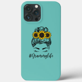 Sunflower Grammy Life Messy Bun Mother's Day  iPhone 13 Pro Max Case