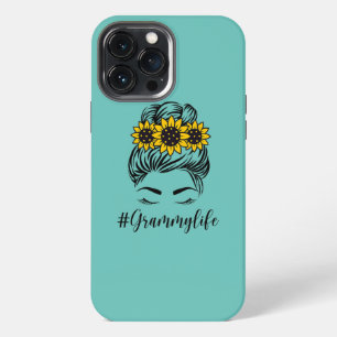 Sunflower Grammy Life Messy Bun Mother's Day  iPhone 13 Pro Max Case
