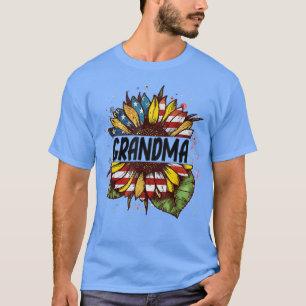 Sunflower Grandma 4th of July Patriotic Independen T-Shirt