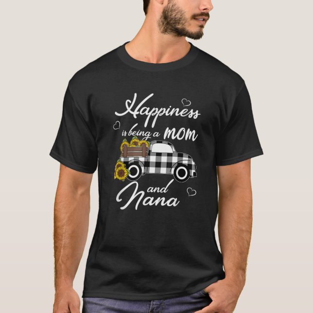 Sunflower Grandma Happiness is being a Mom and Nan T-Shirt (Front)