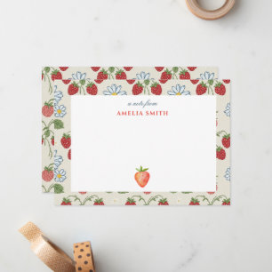 Sunflower Grandmillennial Strawberry Note Card