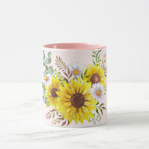 Sunflower Graphic, Floral Nature Gift for Garden Mug
