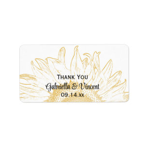 Sunflower Graphic Wedding Thank You Favour Tags