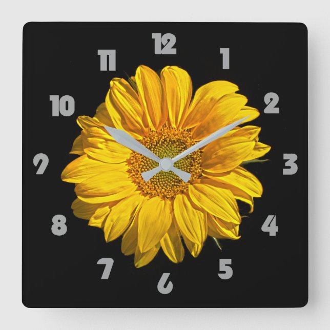 Sunflower Gray Fat Numbers wca Square Wall Clock (Front)