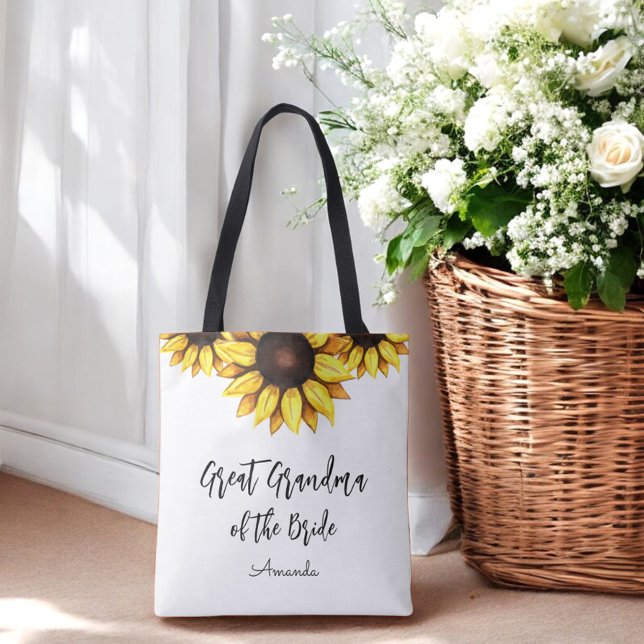 Sunflower Great Grandma of the Bride  Tote Bag (Creator Uploaded)