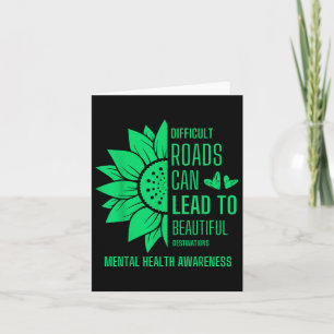 Sunflower Green Ribbon Mental Health Awareness Card