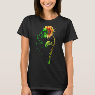 Sunflower Green Ribbon Support Mental Health Aware T-Shirt