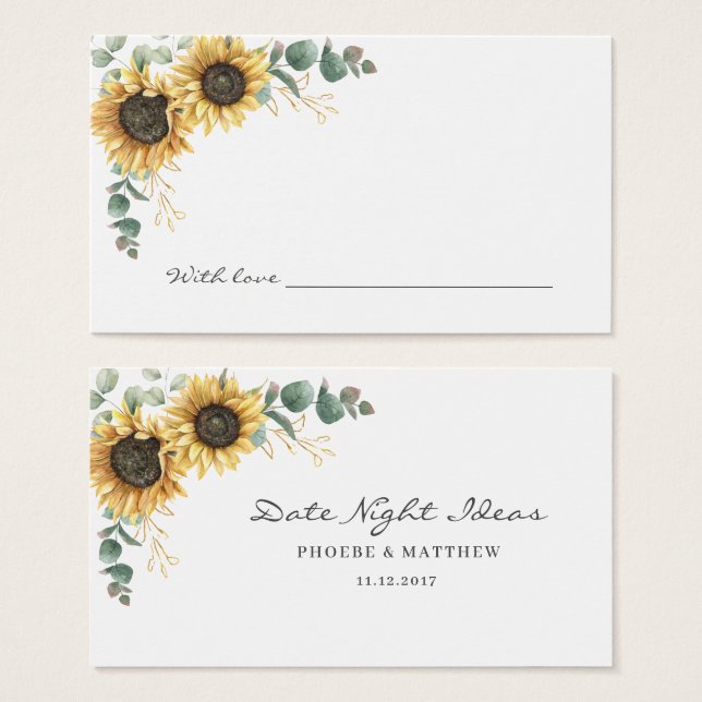 Sunflower Greenery Bridal Shower Date Night Ideas (Front & Back)