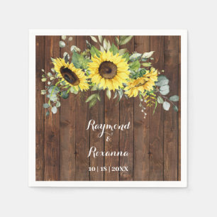 Sunflower Greenery Bridal Shower Wedding Reception Napkin
