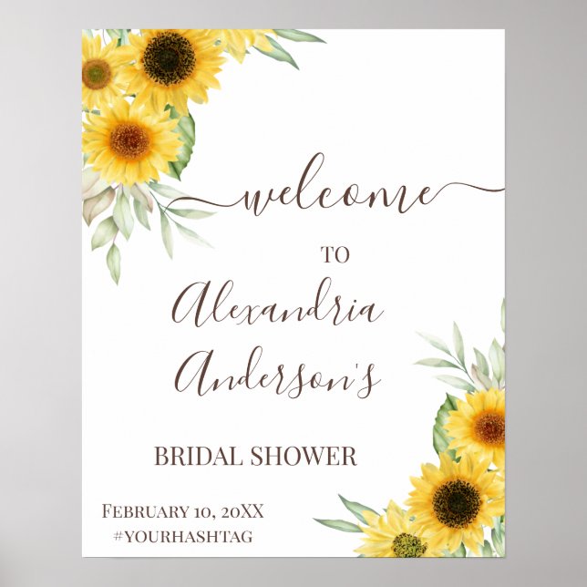 Sunflower Greenery Bridal Shower Welcome Sign (Front)