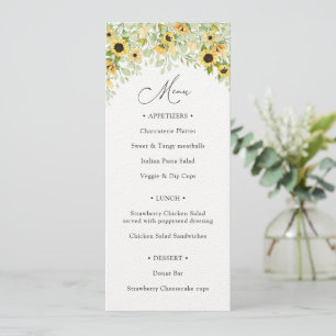 Sunflower Greenery Calligraphy Menu Invitation