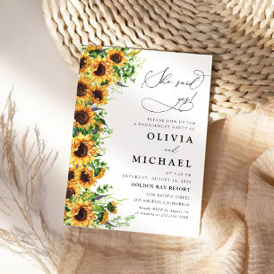Sunflower Greenery Engagement Party Invitation