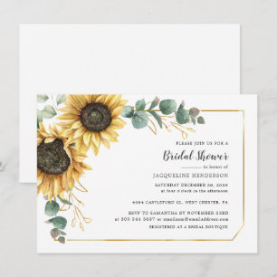 Sunflower Greenery Eucalyptus Floral Bridal Shower Invitation