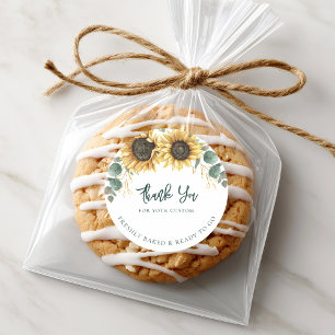 Sunflower Greenery Floral Business Thank You Square Sticker
