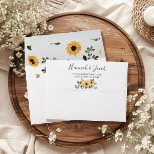Sunflower Greenery Floral Wedding Return Address Envelope