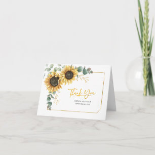 Sunflower Greenery Floral Wedding Thank You Card