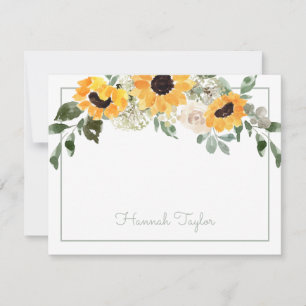 Sunflower Greenery Personalised Name Card
