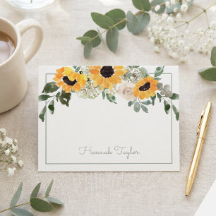 Sunflower Greenery Personalised Name Card