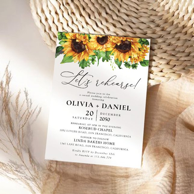 Sunflower Greenery Rehearsal Dinner Invitation (Creator Uploaded)