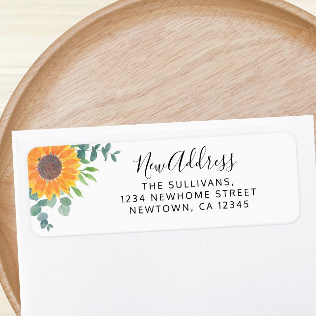 Sunflower Greenery Return Address Label (Creator Uploaded)