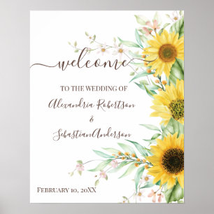 Sunflower Greenery Wedding Welcome Sign
