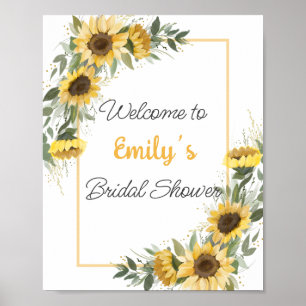 Sunflower Greenery Welcome Bridal Shower  Poster