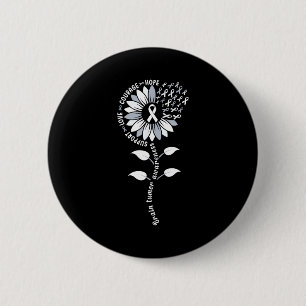 Sunflower grey ribbon btam brain tumour awareness 6 cm round badge