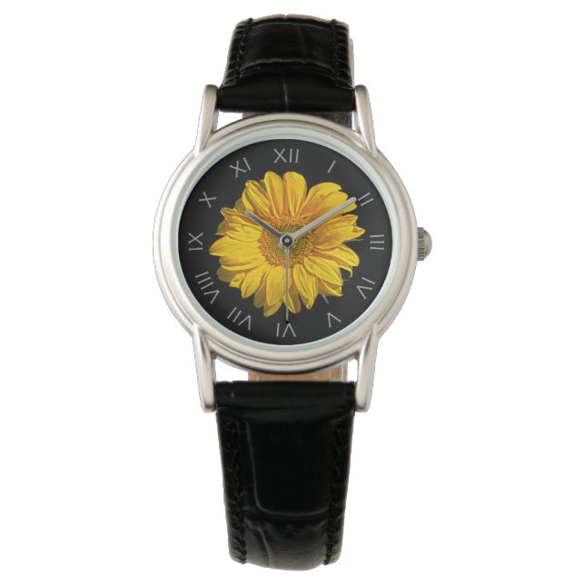 Sunflower Grey Roman Numbers wam Watch (Front)
