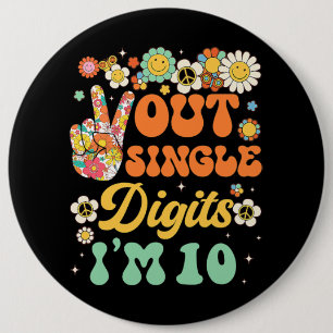 Sunflower Groovy Peace Out Single Digits Im 10 Bir 6 Cm Round Badge