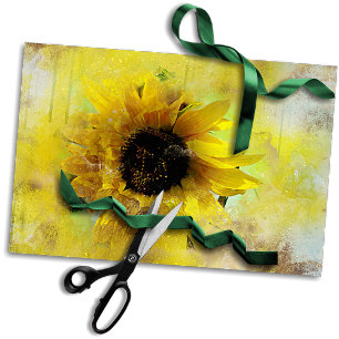 Sunflower Grunge   Floral Decoupage Ephemera Tissue Paper