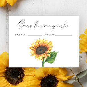 Sunflower Guess how many corks bridal game Enclosure Card