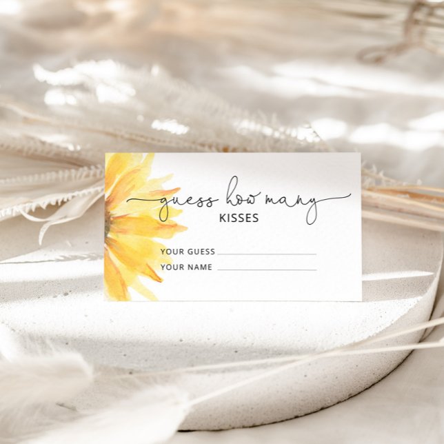 Sunflower guess how many kisses bridal game enclosure card (Creator Uploaded)