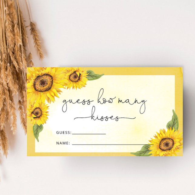 Sunflower guess how many kisses bridal game  enclosure card (Creator Uploaded)
