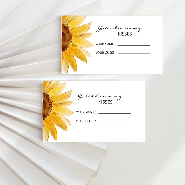 Sunflower guess how many kisses bridal game  enclosure card (Creator Uploaded)