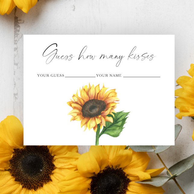 Sunflower Guess how many kisses bridal game Enclosure Card (Creator Uploaded)