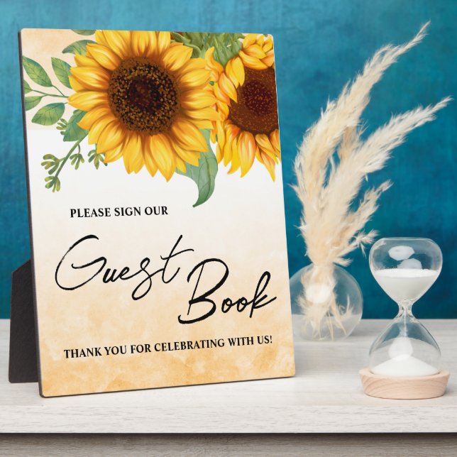  Sunflower Guest Book Wedding sign Plaque (Side)