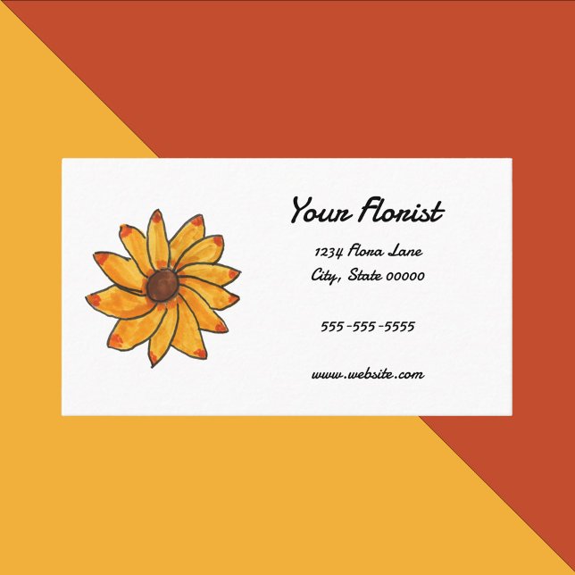 Sunflower Hand Drawn Personalise Business Card (A business card with a hand drawn sunflower and text you can personalize!)