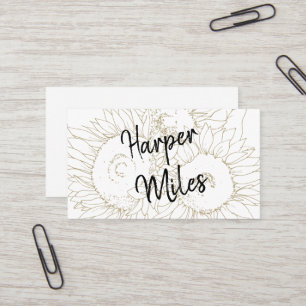 Sunflower handwritten font and symbols business card