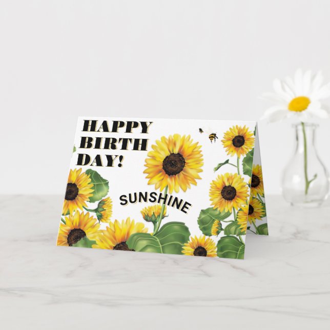 Sunflower Happy Birthday Card (Small Plant)