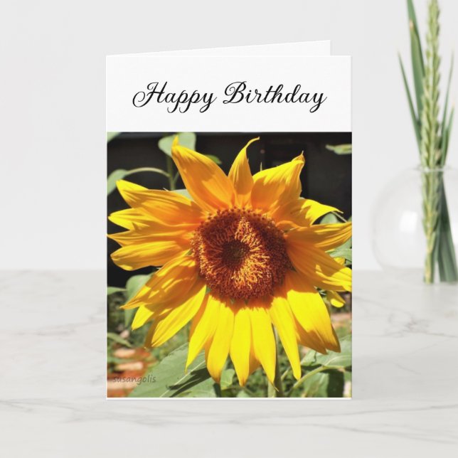 Sunflower Happy Birthday Folded Greeting Card (Front)