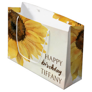 Sunflower happy birthday sunshine  large gift bag