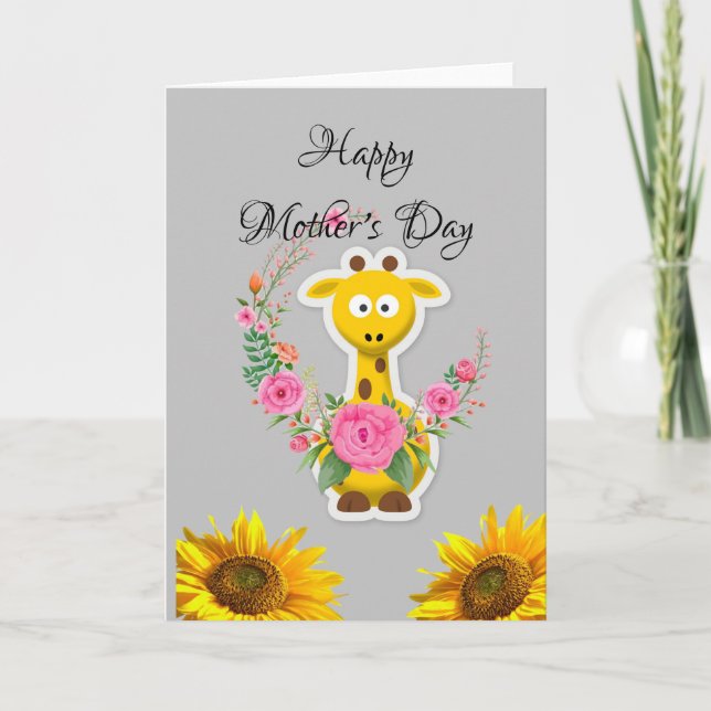 Sunflower Happy Mother's Day Folded Greeting Card (Front)