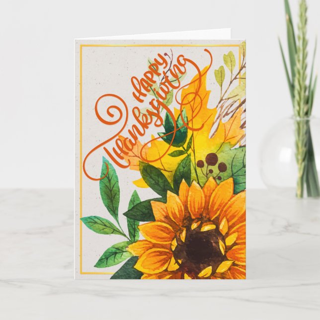 Sunflower Happy Thanksgiving Card (Front)