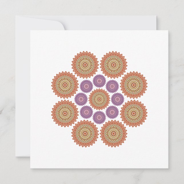 Sunflower Harmony Note Card in Orange and Purple (Front)