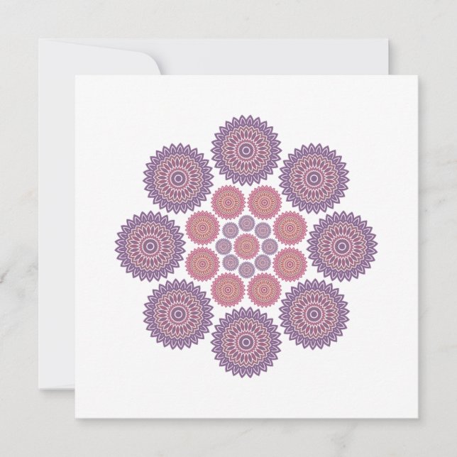 Sunflower Harmony Note Card in Violet and Rose (Front)