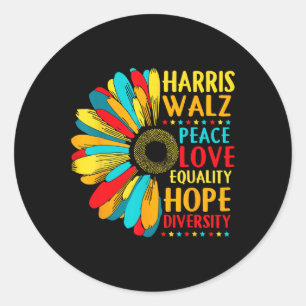 Sunflower Harris-wheimer 2024 Peace Lgbt Harris-w Classic Round Sticker