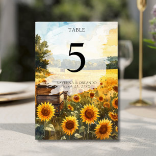 Sunflower Harvest Beehives Country Fall Wedding Table Number