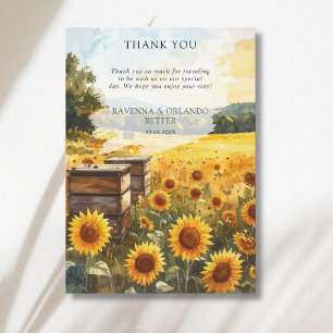 Sunflower Harvest Beehives Country Thank You Card