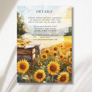 Sunflower Harvest Beehives Country Wedding Details Enclosure Card