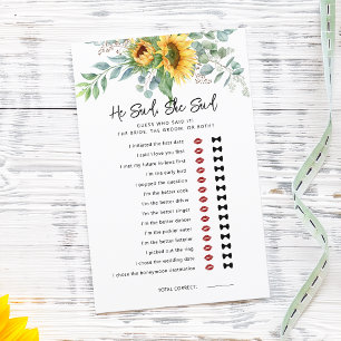 Sunflower He Said She Said Bridal Shower Game